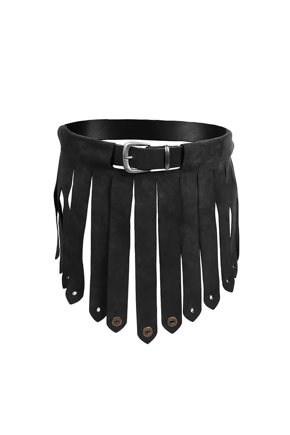 Women's Fringe Mini Skirt Belted Waist Edgy Skirts Versatile Festival Party Skirts