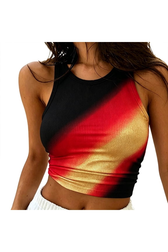 Women's Gradient Color Racerback Crop Tank Ribbed Slim Fit Sport Daily Sleeveless Camisole