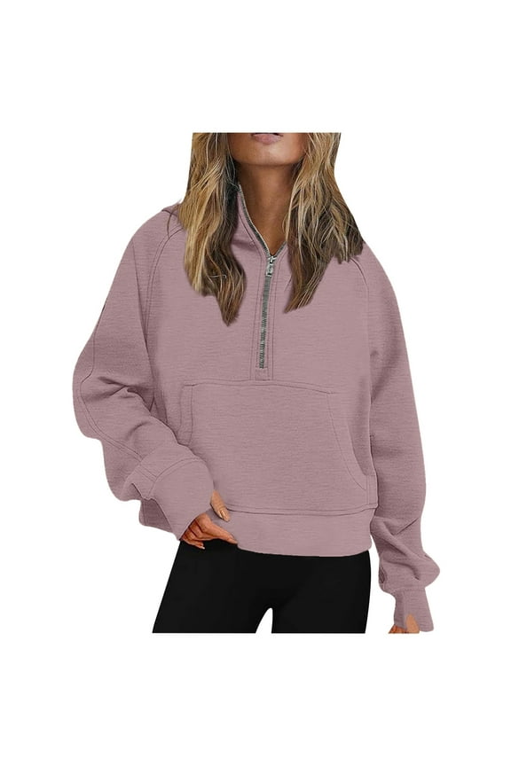 Women's Half Zip Sweatshirts Raglan Sleeve Pullover Comfy Casual Daily Top