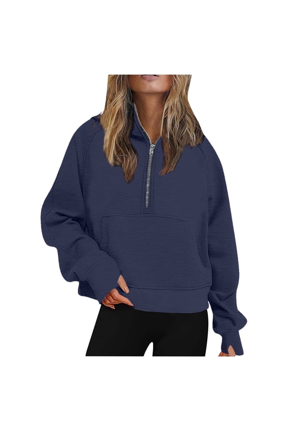 Women's Half Zip Hoodies Raglan Sleeve Pullover Comfy Casual Daily Top