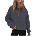 thumbnail image 1 of XIAONU Women's Half Zip Hoodies Raglan Sleeve Pullover Comfy Casual Daily Top, 1 of 4
