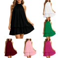thumbnail image 1 of XIAONU Women's Halter-Neck Tiered Mini Dress Sleeveless Summer Party Short Flowy Gown, 1 of 9