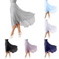 thumbnail image 1 of XIAONU Women's High Low Wrap Dance Skirt Flowy Long Skirts Stage Performance Midi Skirt, 1 of 4