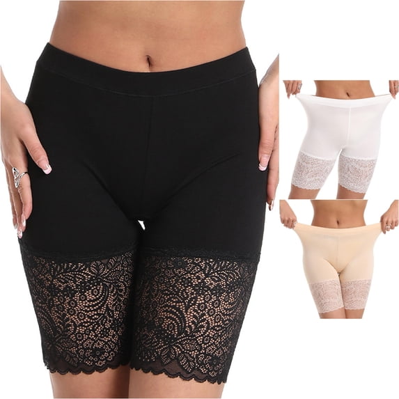 XIAONU Women's Lace Safety Shorts Stretch Fit Casual Bottoms
