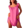 thumbnail image 1 of XIAONU Women's Lace Trim Sheer Nightgown Set Loose Sleeveless Square Neck Sleep Set Sheer Alluring Sleep Nightdress, 1 of 3