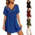 thumbnail image 1 of XIAONU Women's Loose Fit Beach Cover Up Short Sleeve Summer Swim Cover Dress, 1 of 6