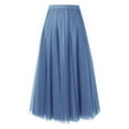 thumbnail image 1 of XIAONU Women's Maxi Skirt Elastic Waist Pleated Tulle Skirt Flowy Elegant Casual Evening Skirt, 1 of 4