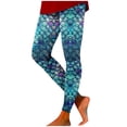 thumbnail image 1 of XIAONU Women's Scale Print Leggings Slim Fit Full Length Tights Playful Fantasy Casual Bottoms Dark Blue, 1 of 5