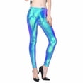 thumbnail image 1 of XIAONU Women's Metallic Shiny Leggings High Waist Slim Fit Full Length Tights Stretchy Bold Party Wear Bottoms Blue, 1 of 2