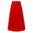 thumbnail image 1 of XIAONU Women's Midi Skirt Tulle Flowy Pleated Silhouette Skirts Elegant Romantic Evening Casual Skirt, 1 of 2