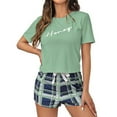 thumbnail image 1 of XIAONU Women's Plaid Pajama Set Short Sleeve Top & Shorts Loungewear Set Cozy Relaxation Casual Nightwear Set, 1 of 3