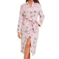 thumbnail image 1 of XIAONU Women's Plush Robe Set Heart Text Roomy V-Neck Long Sleeve Sleepwear Snug Sweet Loungewear Nightwear, 1 of 5