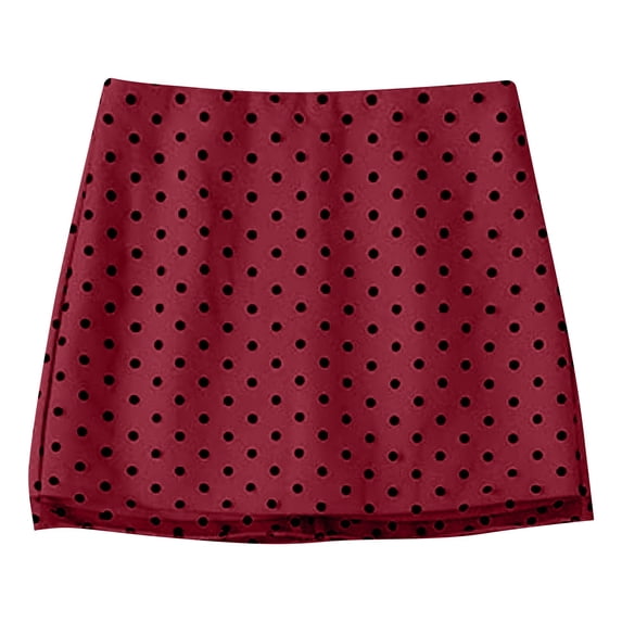 XIAONU Women's Polka Dot Mini Skirt Relaxed Fit Layered Hem Skirt Breathable Retro Style Daily Wear Bottom