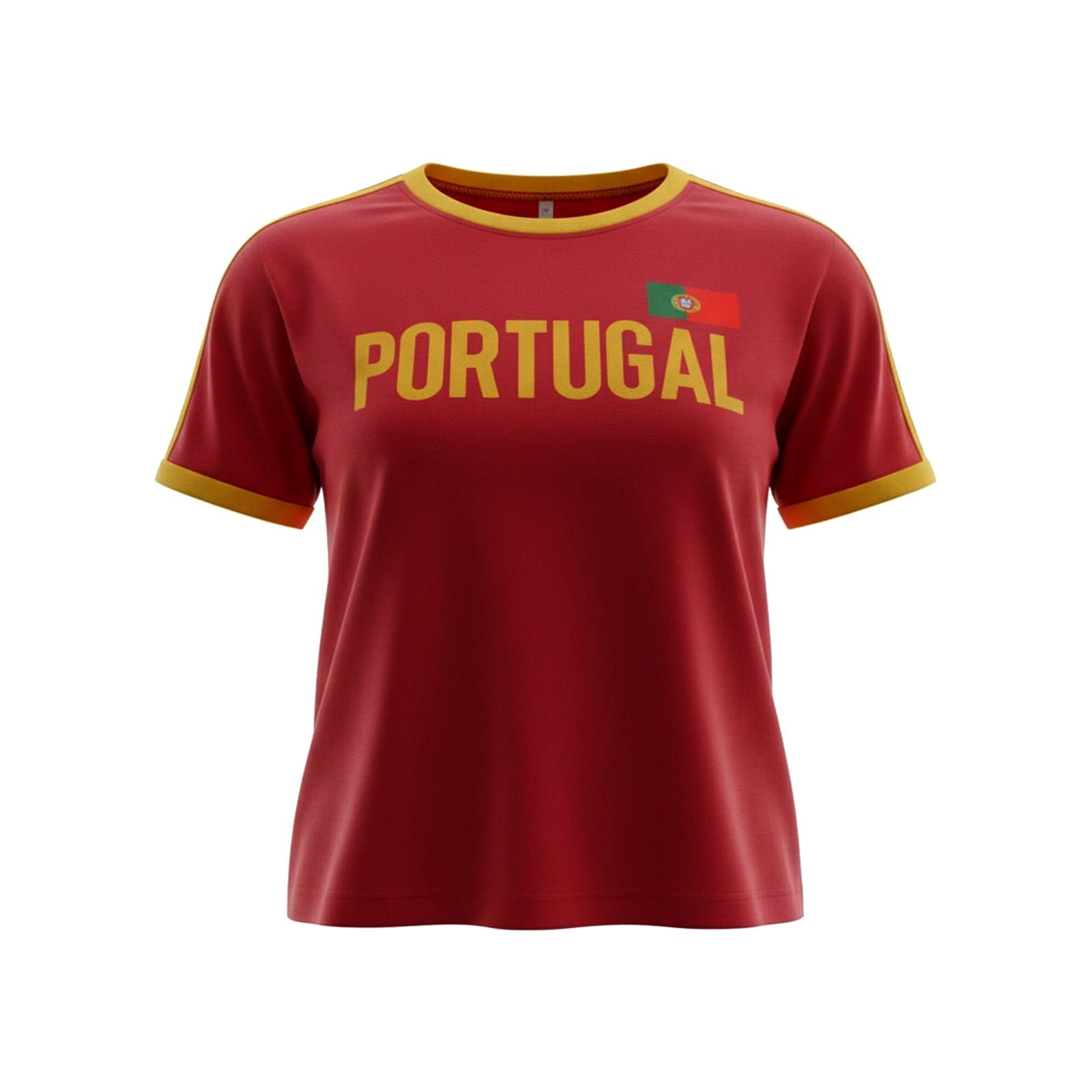 XIAONU Women's Portugal Letter Print Soccer Tee Short Sleeve Crew Neck Pullover T Shirt Soft Sporty Matchday T-Shirts