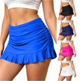 thumbnail image 1 of XIAONU Women's Ruffle Hem Swim Skirt Side Ruched Beach Summer Swim Skort, 1 of 7