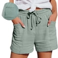 thumbnail image 1 of XIAONU Women's Sage Crinkled Gauze Shorts Relaxed Fit Above Knee Drawstring Waist Lightweight Beach Bottoms, 1 of 5