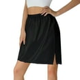 thumbnail image 1 of XIAONU Women's Satin Mini Skirt Elastic Waist High Slit Skirt Sleek Casual Daily Date Night Wear, 1 of 4