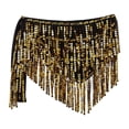 thumbnail image 1 of XIAONU Women's Sequin Fringe Skirt Asymmetrical Hem Sparkly Waist Scarf Partywear Belly Dance Performance Wrap, 1 of 3