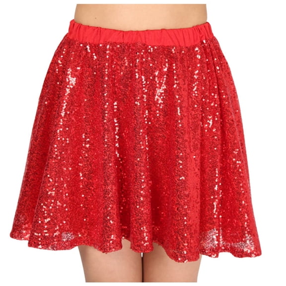 XIAONU Women's Sequin Mini Skirt High Waist Elastic Waist Flowy Shiny Skirt Dance Casual Fashion Wear