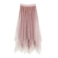 thumbnail image 1 of XIAONU Women's Sequin Tulle Midi Skirt Elastic Waist Asymmetrical Flowy Skirt Formal Party Evening Dancewear, 1 of 3