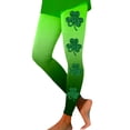 thumbnail image 1 of XIAONU Women's Shamrock Print Leggings Gradient Green Glitter Design Bottoms Stretchy St. Patrick's Day Style Pants Green, 1 of 5