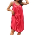 thumbnail image 1 of XIAONU Women's Silky Satin Nightgown Spaghetti Strap Lace Trim V-Neck Sleep Dress Loungewear, 1 of 6