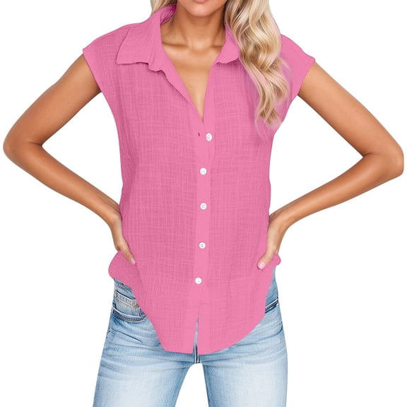 XIAONU Women's Sleeveless Cardigan Shirt Casual Summer Open Front Top Everyday Versatile Wear