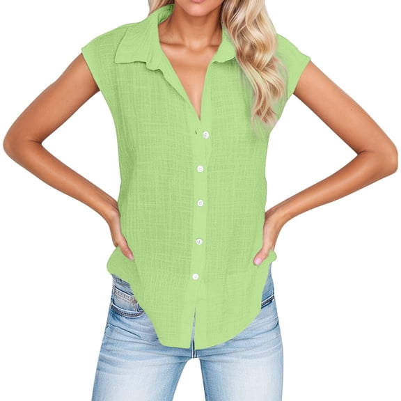 XIAONU Women's Sleeveless Cardigan Shirt Casual Summer Open Front Top Everyday Versatile Wear