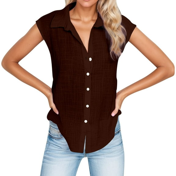 XIAONU Women's Sleeveless Cardigan Shirt Casual Summer Open Front Top Everyday Versatile Wear