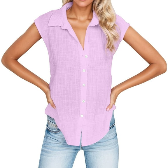 XIAONU Women's Sleeveless Cardigan Shirt Casual Summer Open Front Top Everyday Versatile Wear