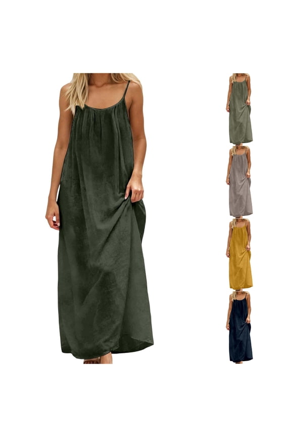 Women's Sleeveless Maxi Dress Flowy Maxi Dresses Fall Daily Gown