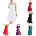 thumbnail image 1 of XIAONU Women's Nightgown V Neck Spaghetti Strap Satin Midi Sleepwear Dress, 1 of 8