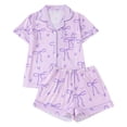 thumbnail image 1 of XIAONU Women's Smooth Pajama Set Bow & Heart Pattern Button Front Roomy Collared Short Sleeve Sleepwear Soft Charming Loungewear Nightwear, 1 of 9
