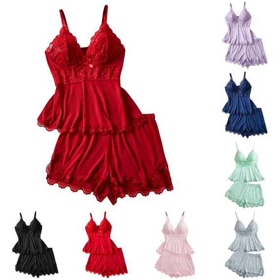 XIAONU Women's Soft Spaghetti Strap Pajama Set Breathable Relaxed Fit Summer Casual Sleepwear