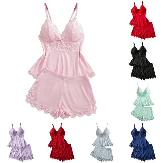 XIAONU Women's Soft Spaghetti Strap Pajama Set Breathable Relaxed Fit Summer Casual Sleepwear