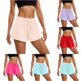 thumbnail image 1 of XIAONU Women's Solid Athletic Shorts Elastic Waist Drawstring Side Pockets Shorts, 1 of 6