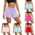 thumbnail image 1 of XIAONU Women's Solid Athletic Shorts Elastic Waist Drawstring Side Pockets Shorts, 1 of 6