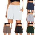 thumbnail image 1 of XIAONU Women's Solid Casual Shorts Elastic Waist Side Pockets Shorts, 1 of 4