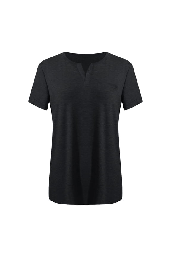 Women's Solid Color T Shirts Tunic Length Split Neck Tee Soft Casual Daily Wear Blouse