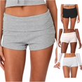 thumbnail image 1 of XIAONU Women's Solid Fold Over Waist Shorts Elastic Waist Side Pockets Shorts, 1 of 5