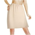 thumbnail image 1 of XIAONU Women's Solid Half Slip Midi Elastic Waist Smooth Bottom Versatile Layering Slips, 1 of 3