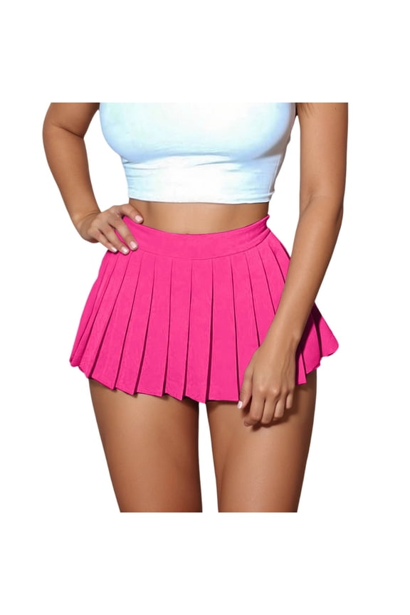 Women's Solid Pleated Skirt Micro Mini High Waisted Bottom Trendy Club Night Skirts
