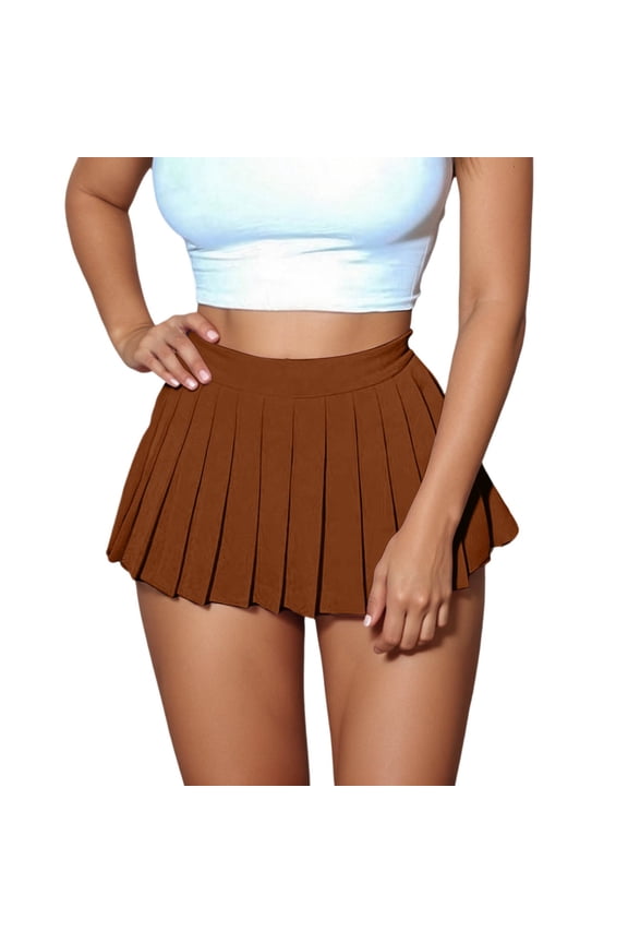 Women's Solid Pleated Skirt Micro Mini High Waisted Bottom Trendy Club Night Skirts