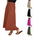 thumbnail image 1 of XIAONU Women's Solid Wrap Maxi Skirt Tie Waist Loose Casual Long Skirt, 1 of 4