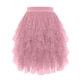 thumbnail image 1 of XIAONU Women's Sparkly Tulle Mini Skirt Asymmetrical Layered Tutu Skirt Lightweight Edgy Concert Skirts, 1 of 2