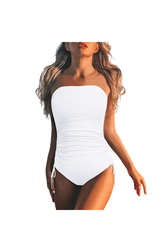 Women's Strapless Bandeau Monokini Swimsuit Bathing Suit for Beach Pool