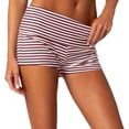 thumbnail image 1 of XIAONU Women's Striped Fold-Over Yoga Shorts Slim Fit Above Knee Stretch Waist Soft Active Lounge Bottoms, 1 of 5
