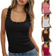 thumbnail image 1 of XIAONU Women's Studded Square Neck Ribbed Tank Slim Fit Sleeveless Street Casual Cami, 1 of 5