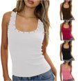 thumbnail image 1 of XIAONU Women's Studded Trim Square Neck Ribbed Tank Slim Fit Sleeveless Street Casual Cami, 1 of 5