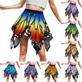 thumbnail image 1 of XIAONU Women's Summer Butterfly Print Skirt High Waisted Handkerchief Hem Casual Mini Skirts, 1 of 4
